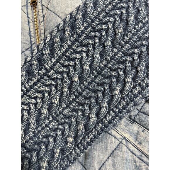 Cloth & Stone Chambray Quilted Sweater Bomber Jacket, Size XS - Picture 8 of 10